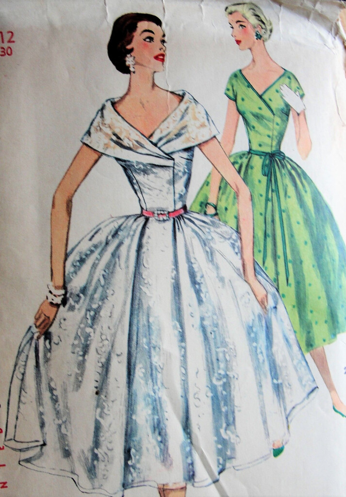 BEAUTIFUL 1950s Party Dress Pattern SIMPLICITY 1115 Two Lovely Styles 