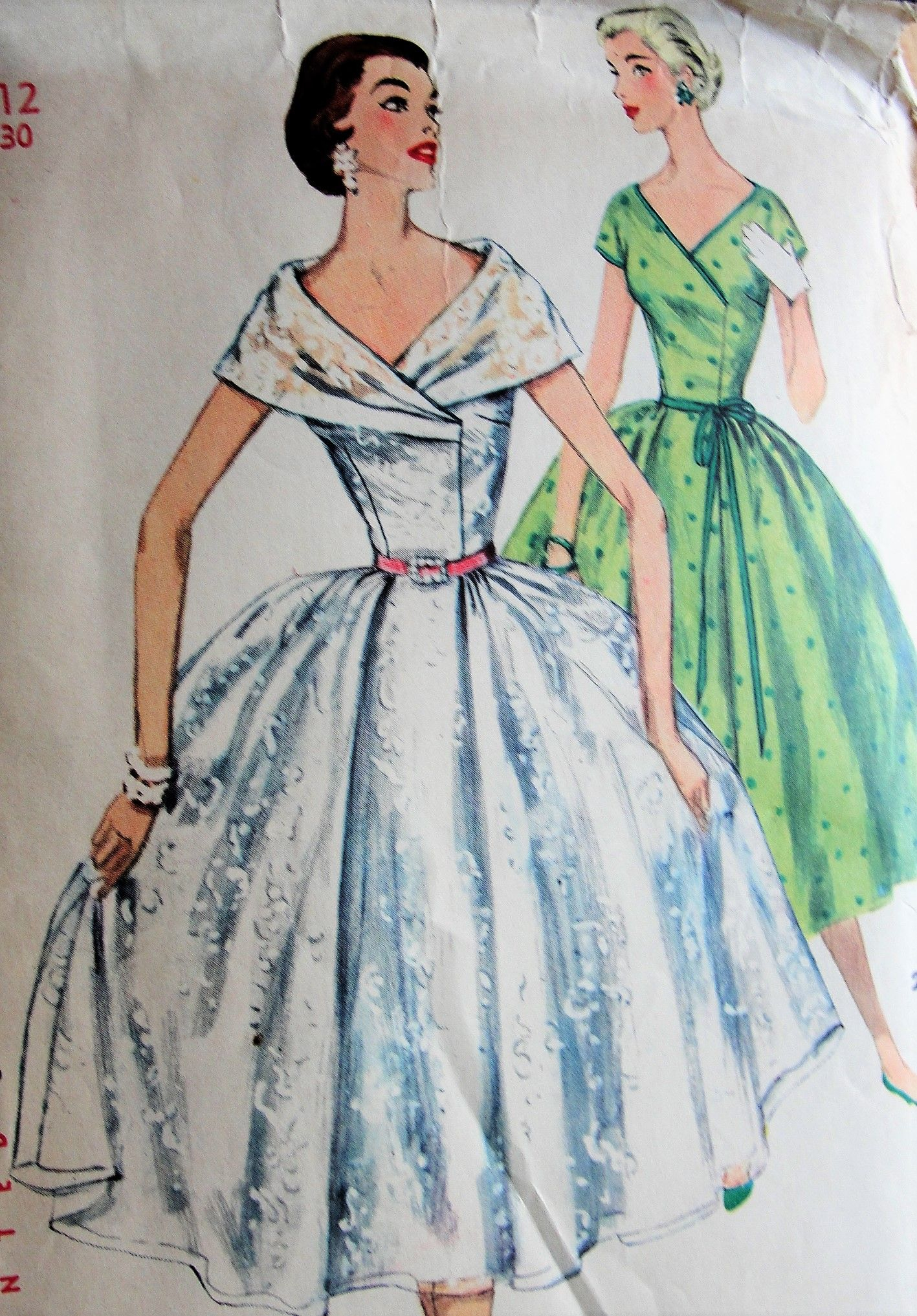 BEAUTIFUL 1950s Party Dress Pattern SIMPLICITY 1115 Two Lovely Styles