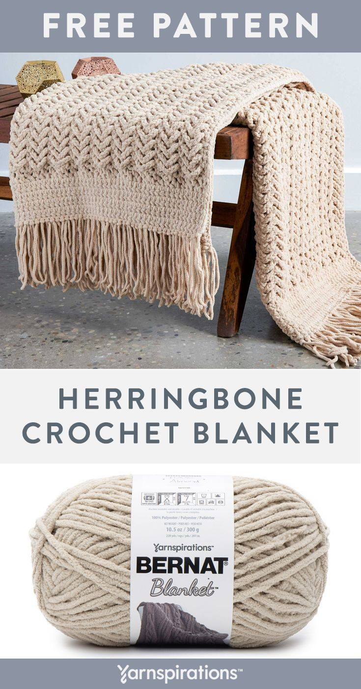 Bernat Herringbone Weave Crochet Blanket Pattern