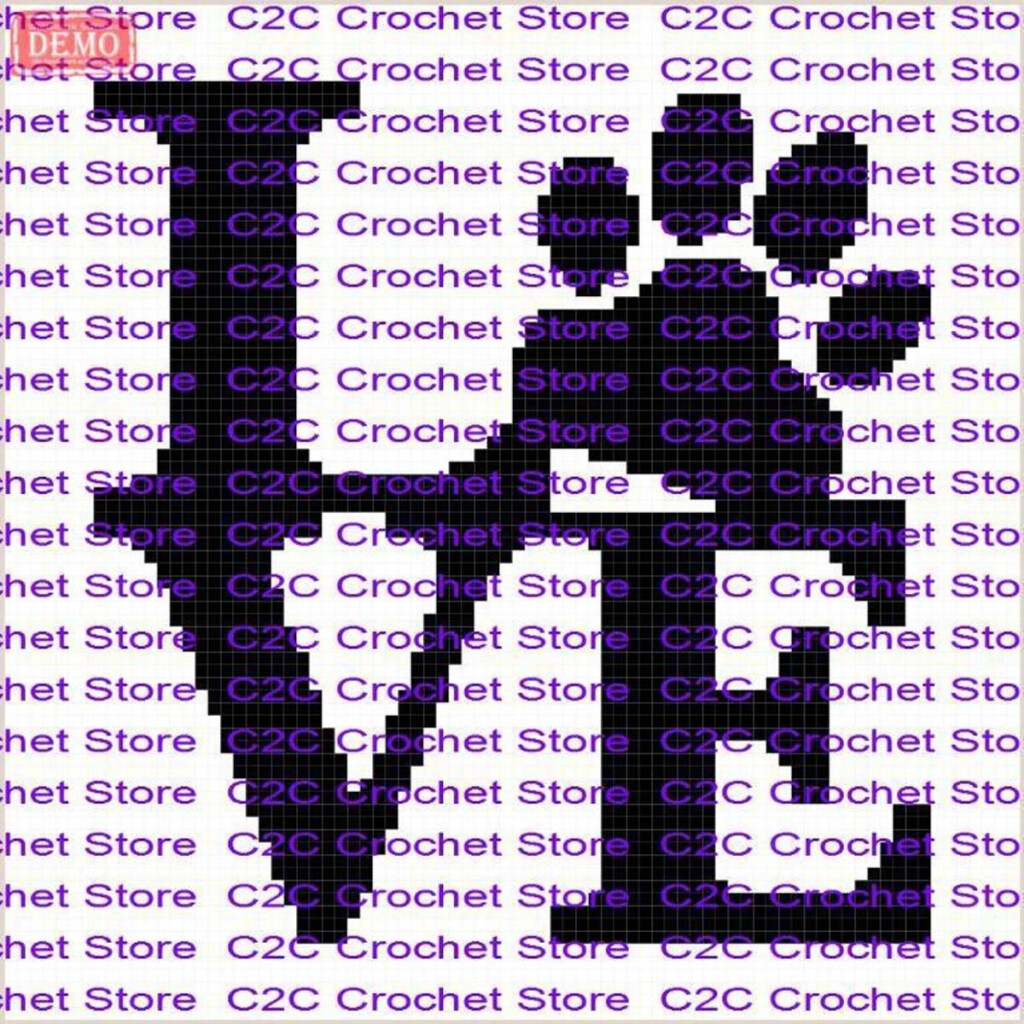 C2C Paw Print Love Graphghan Pattern Craftsy 