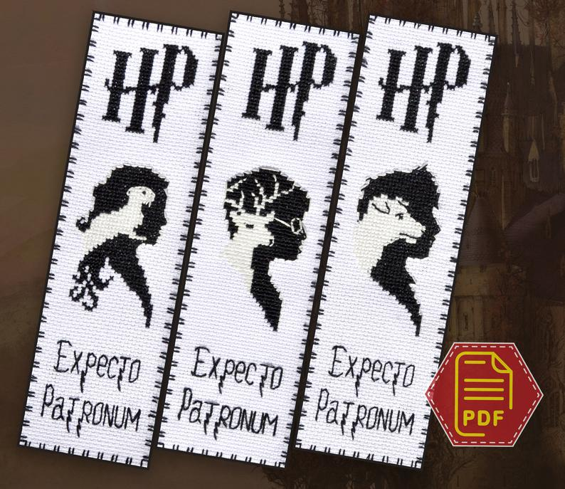 Cross Stitch Patterns Patronuses Set Of 3 Bookmark Etsy In 2020