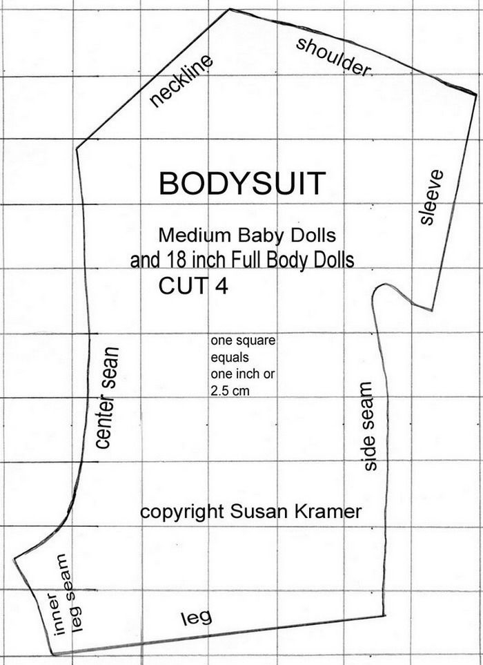 Description Bodysuit Pattern For 18 Inch Full Body Dolls Baby Doll 
