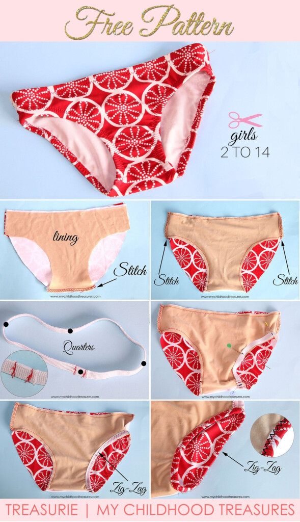 DIY Bikini FREE Bikini Bottom Pattern For Girls TREASURIE Sewing 