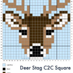 Free Crochet Pattern Graph Deer Stag C2C Square Wildlife