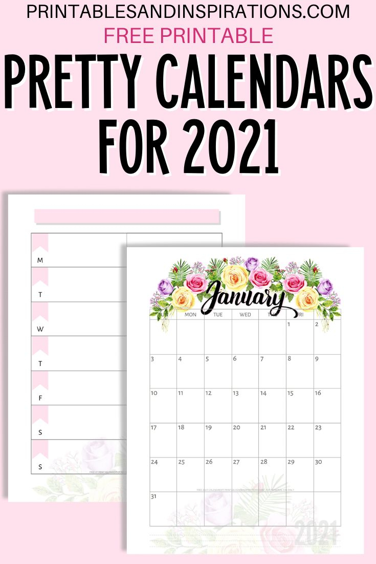 Free Printable Pretty Roses Calendar For 2021 Printables And 