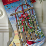 Gold Collection Christmas Sled Stocking Counted Cross Stitch 16 Long