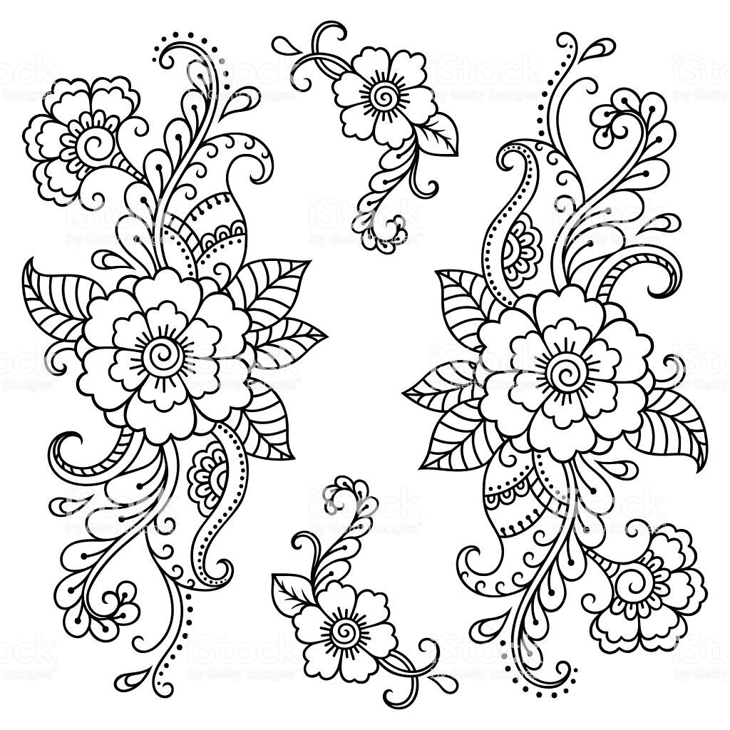 Henna Tattoo Flower Template Mehndi Style Set Of Ornamental