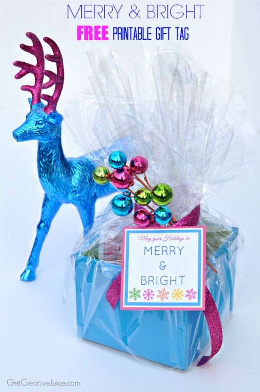 Merry Bright Free Printable Holiday Gift Tag Gift Tags Printable 