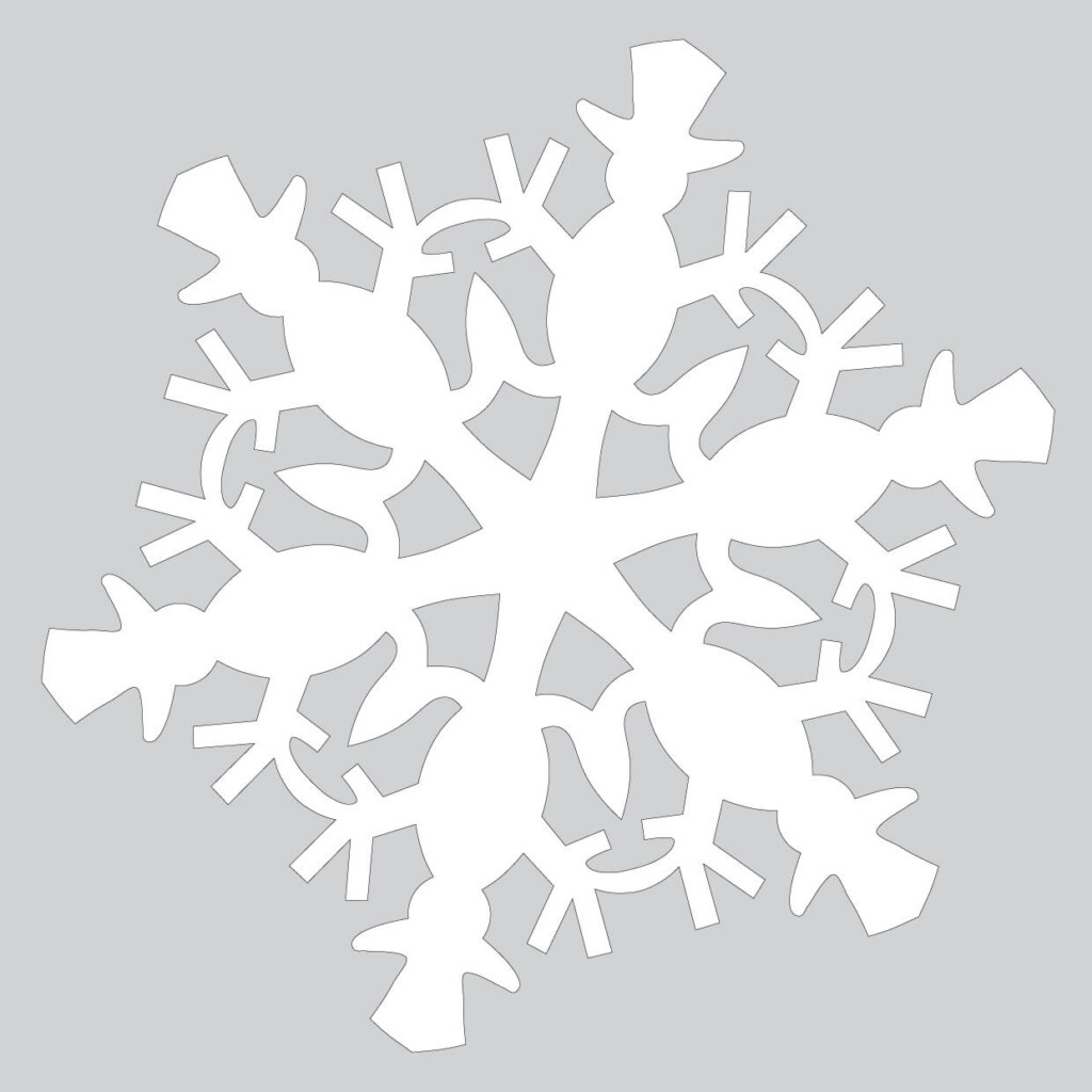 Paper Snowflake Pattern With Snowman Cut Out Template Free Printable 