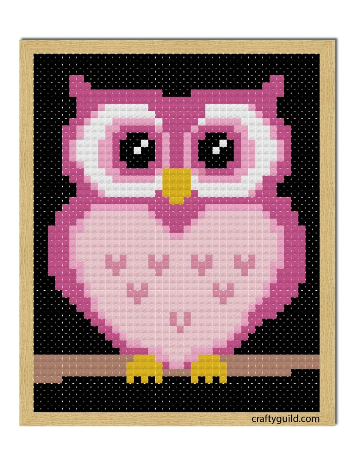 Pink Owl Free Cross Stitch Pattern