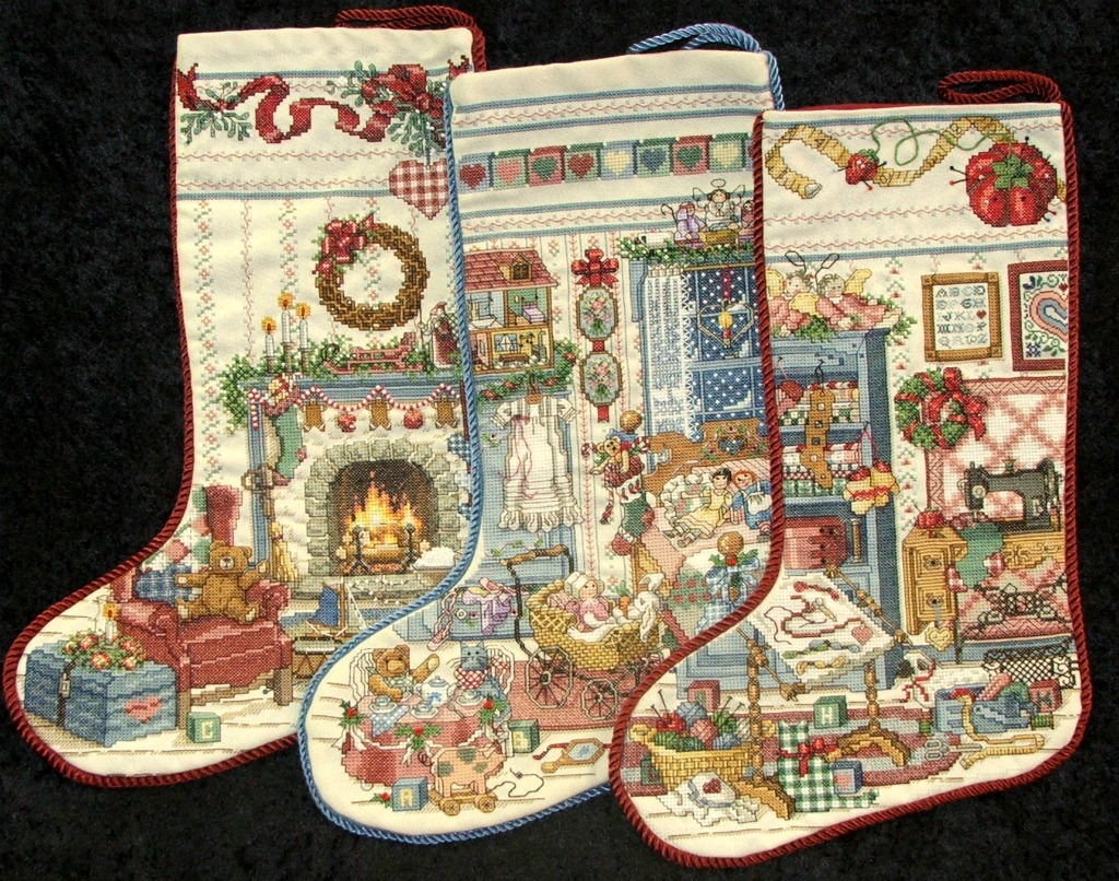 QueenOfAllCrafts Just Listed FINISHED CROSS STITCH CHRISTMAS STOCKINGS