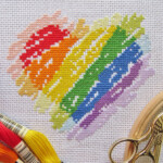 Rainbow Heart Cross Stitch Pattern Simple Modern Counted Cross Stitch