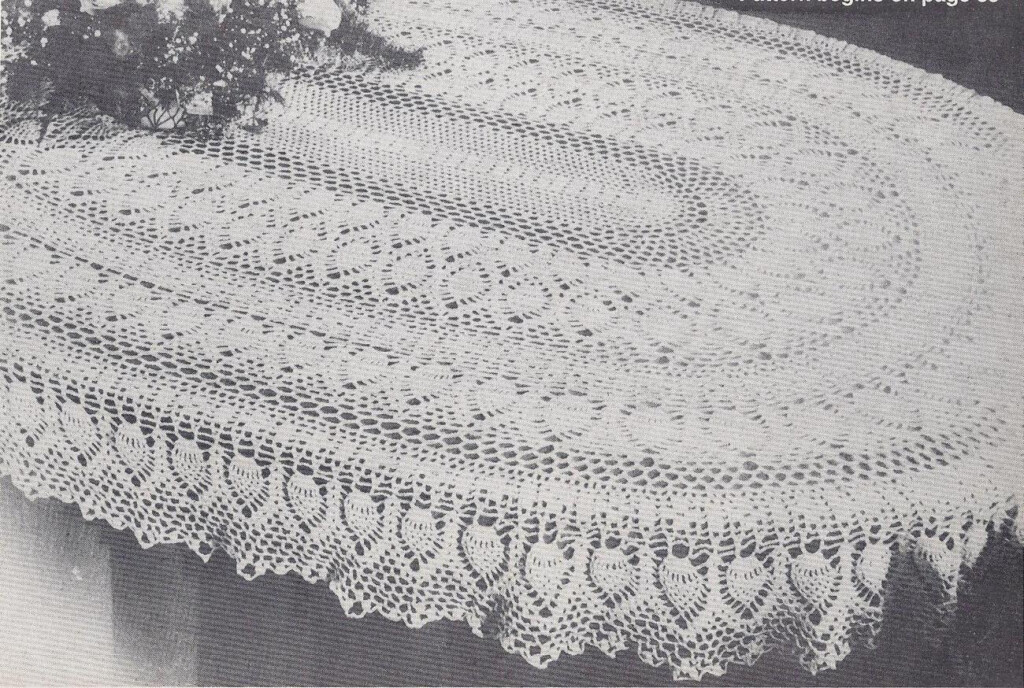 RARE VHTF Oval Pineapple Tablecloth Crochet Pattern 60 X 80 Crochet 