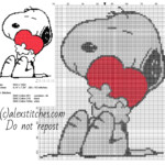 Snoopy With Heart Free Cross Stitch Pattern Small Size Free Cross