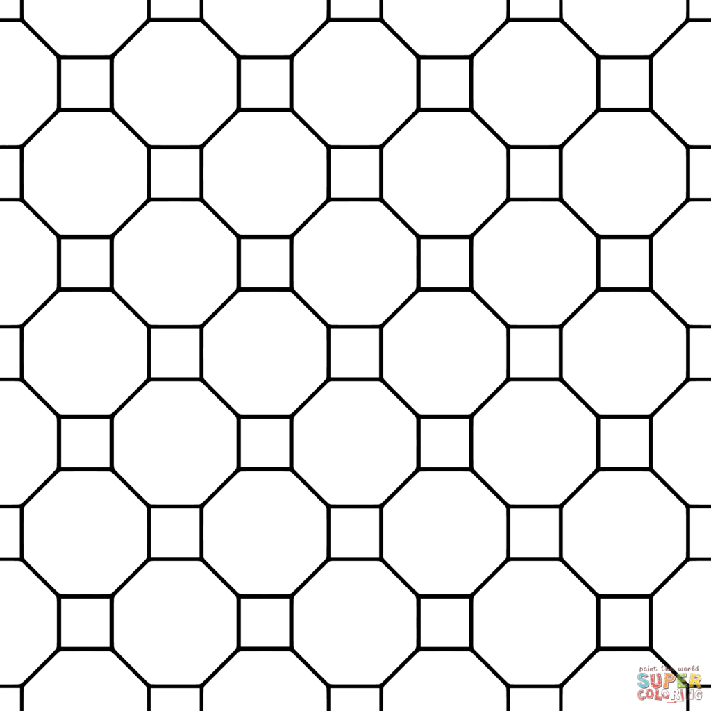 Tessellation With Octagon And Square Coloring Page Free Printable 