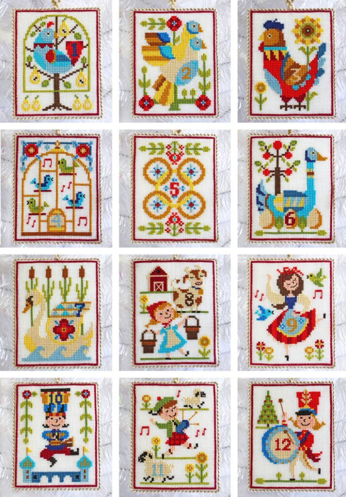 The 12 Days Of Christmas Cross Stitch Ornaments Pattern By Satsuma 