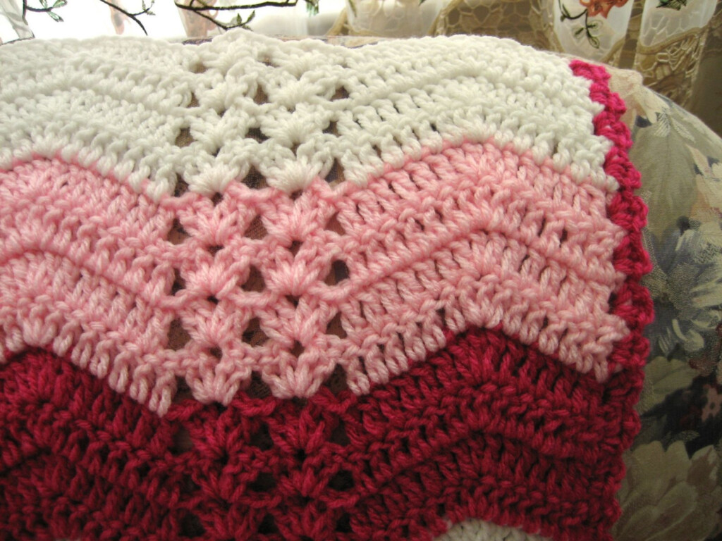 White Chocolate Strawberry Double Shell Ripple Crochet Ripple Afghan 